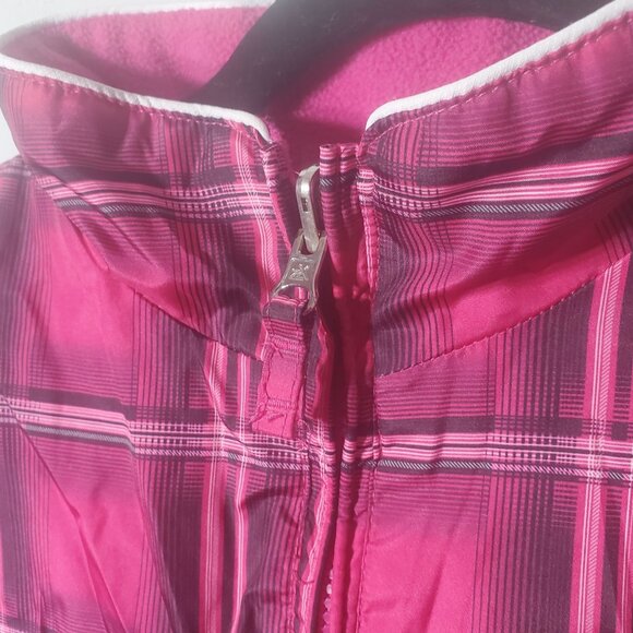 ZeroXposur Girls Pink Reversible Full Zip Plaid Fleece Jacket Size Large - Picture 3 of 10